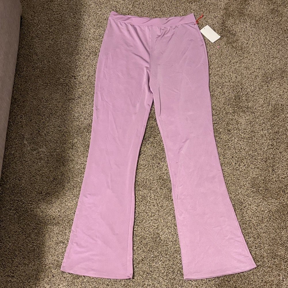 Lavender Flare Leggings - Comfortable Pull-On Style